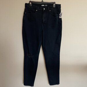 Old Navy Jeans High Rise O.G. Straight Secret Smooth Pockets Black Denim 12 NWT